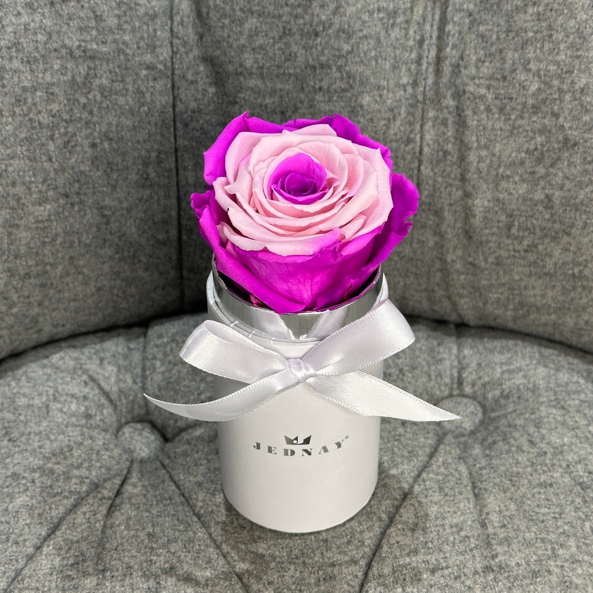 The Uno - Candy Floss Eternal Rose - Classic White Box - Jednay Roses