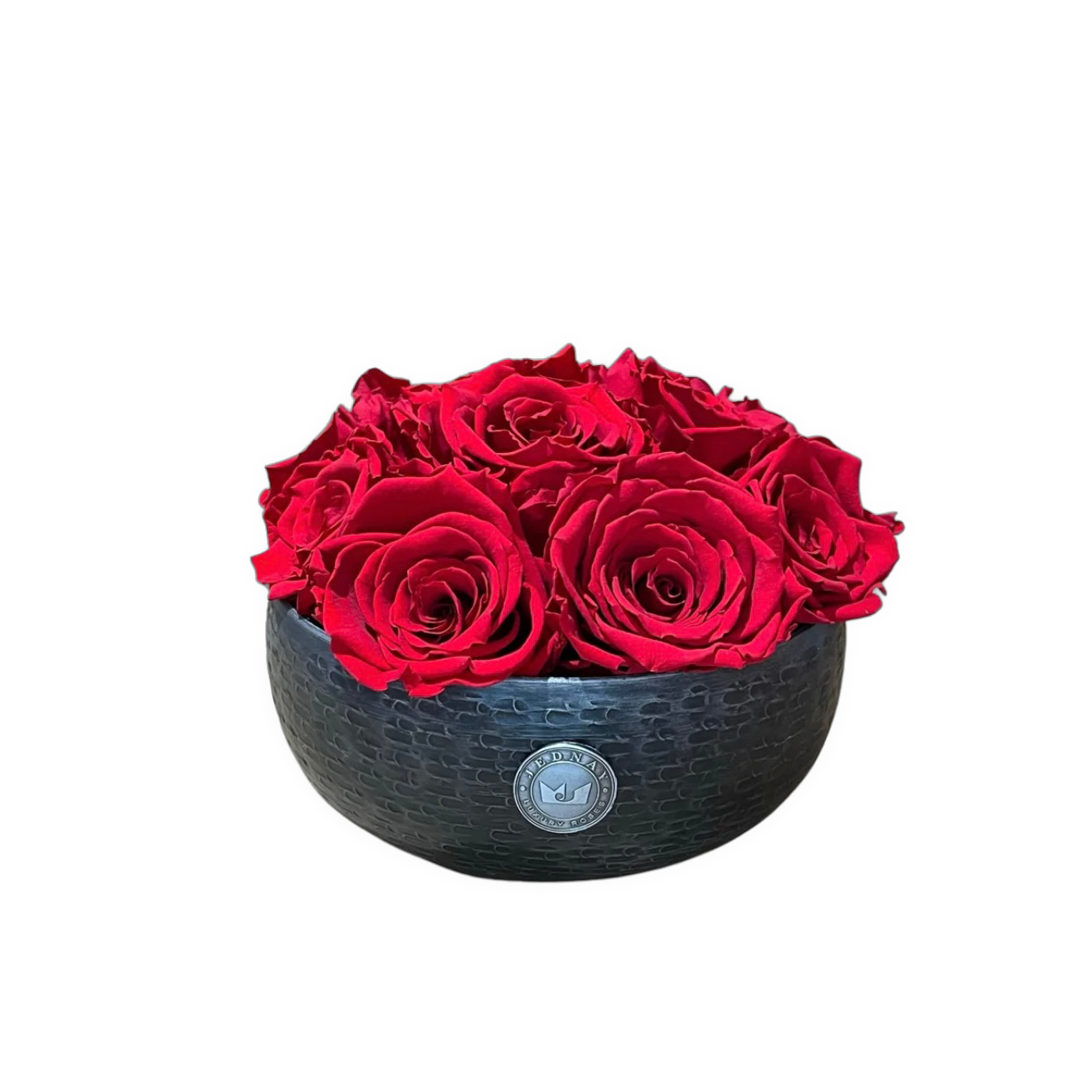 The Knightsbridge - Classic Red Forever Roses - Pewter Bowl