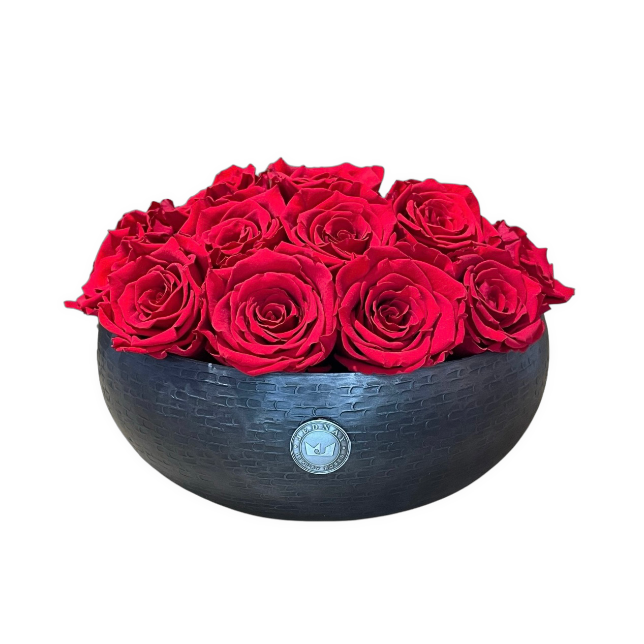 The Knightsbridge - Classic Red Forever Roses - Pewter Bowl