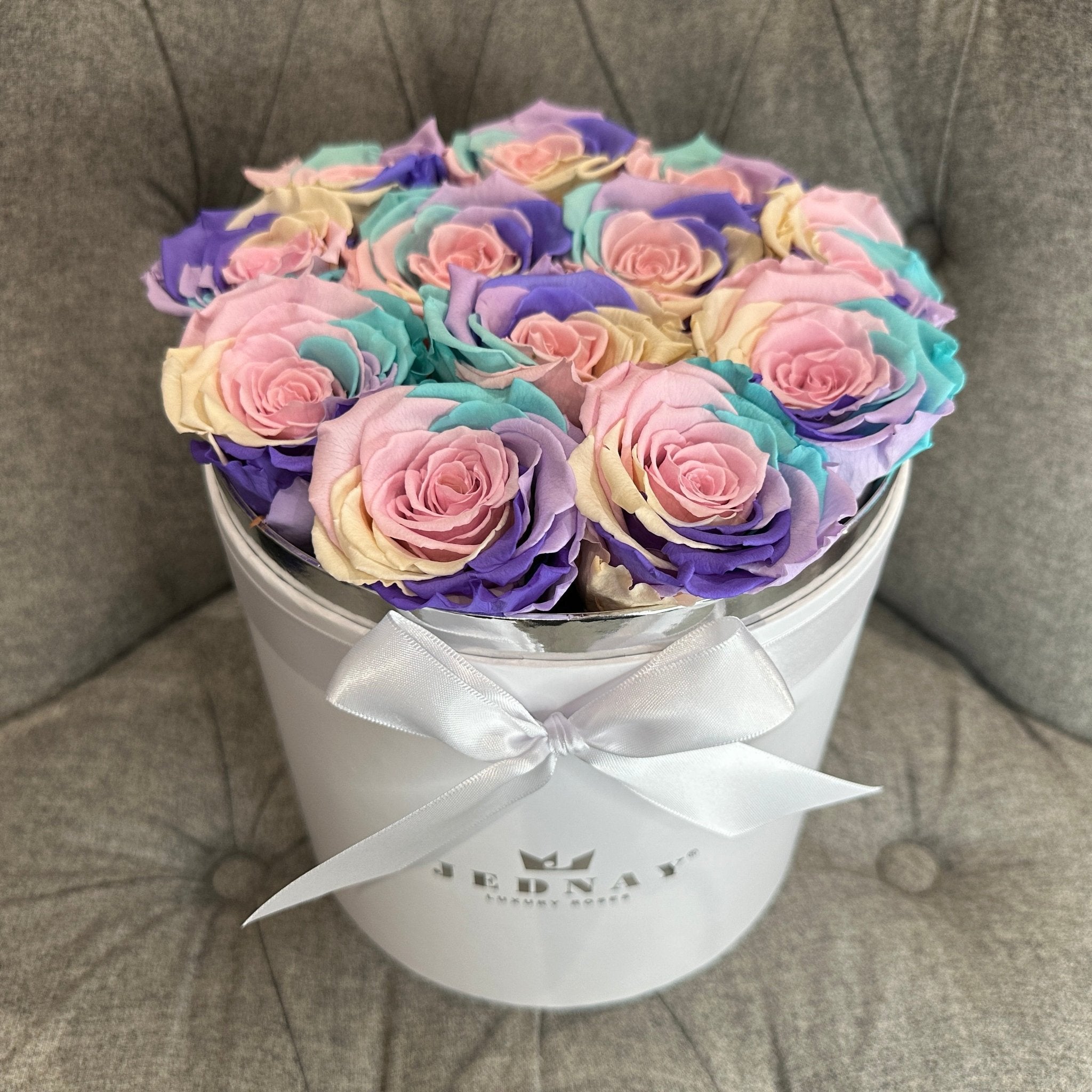 Large Classic White Forever Rose Box - Over The Rainbow Eternal Roses - Jednay Roses