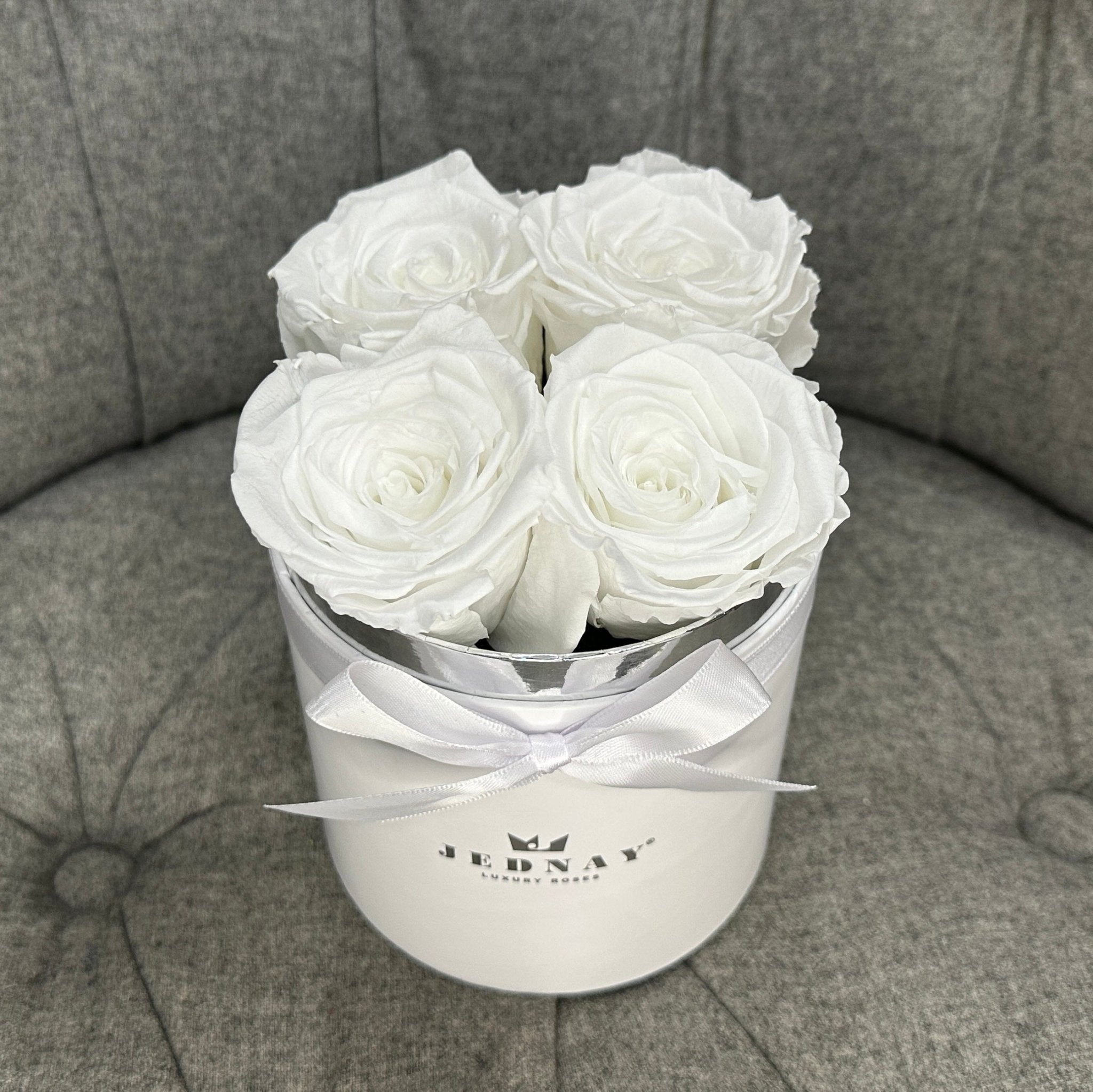 Petite Classic White Forever Rose Box - Angel White Eternal Roses - Jednay Roses