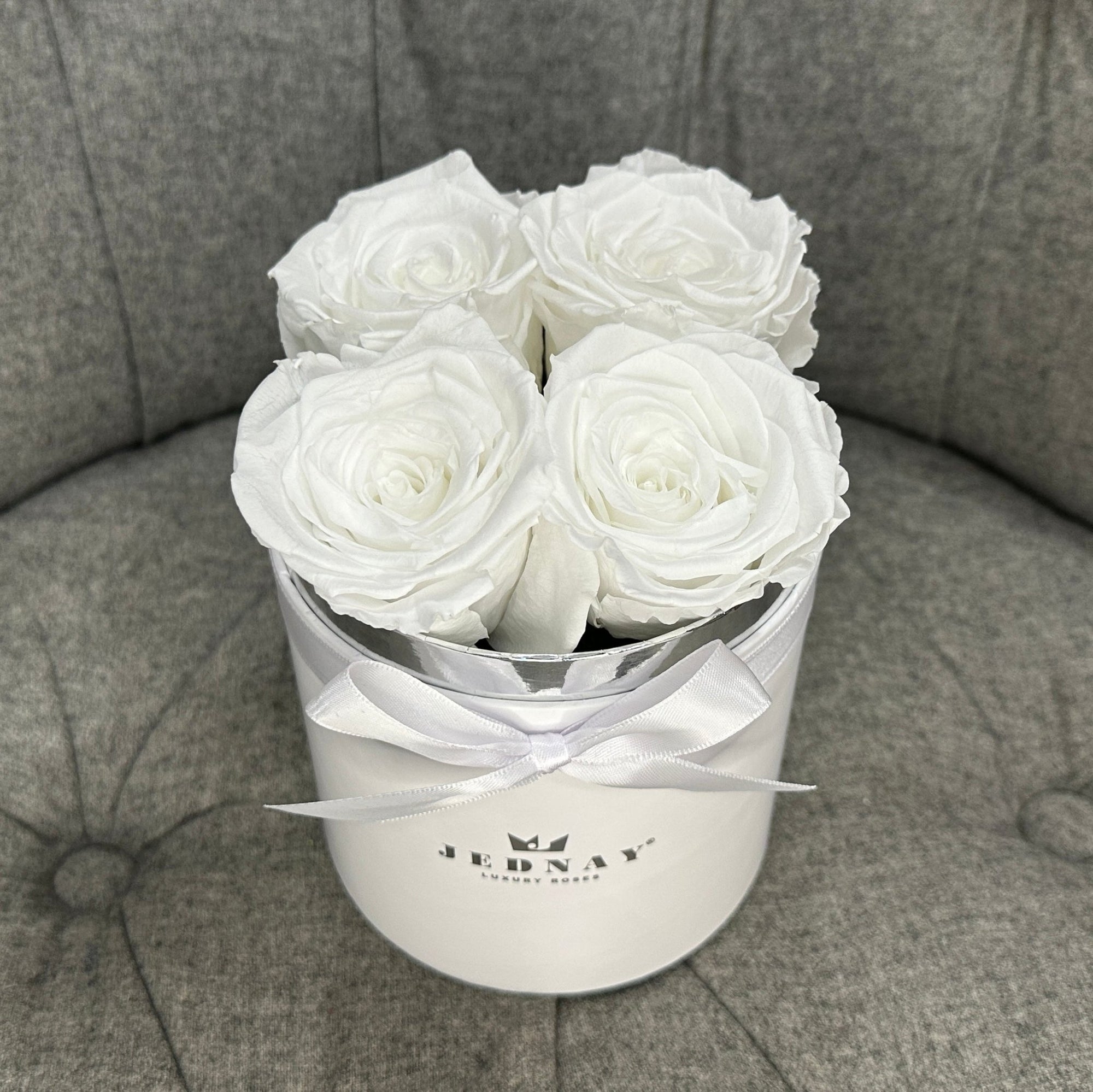 White Eternal Roses | Small White Forever Rose Box By Jednay