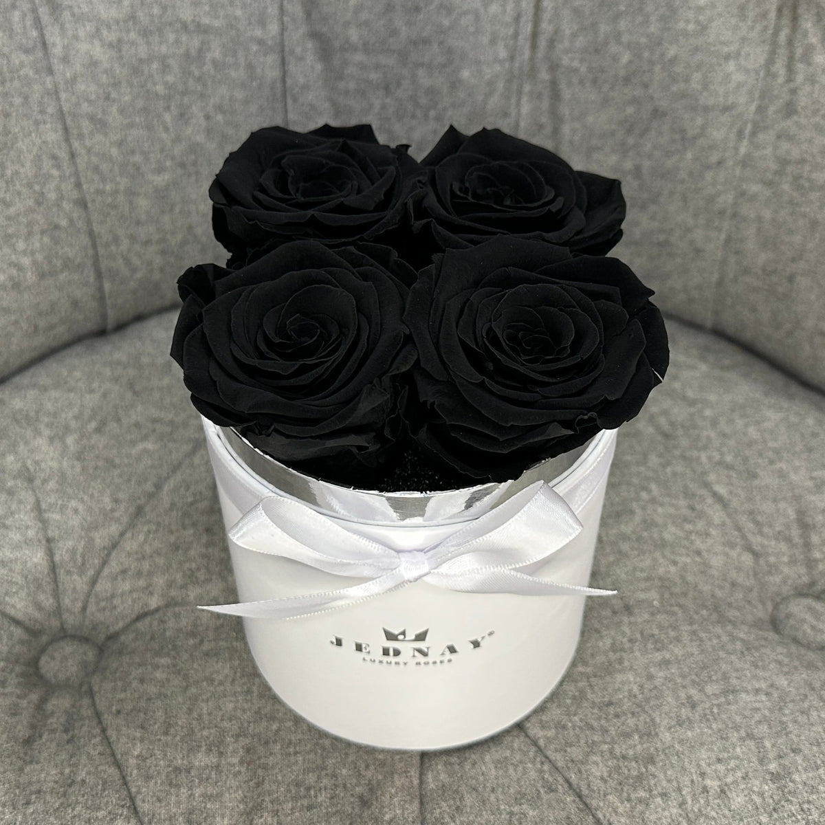 Eternal Roses Negro Black Eternal Roses | Small White Forever Rose Box By Jednay