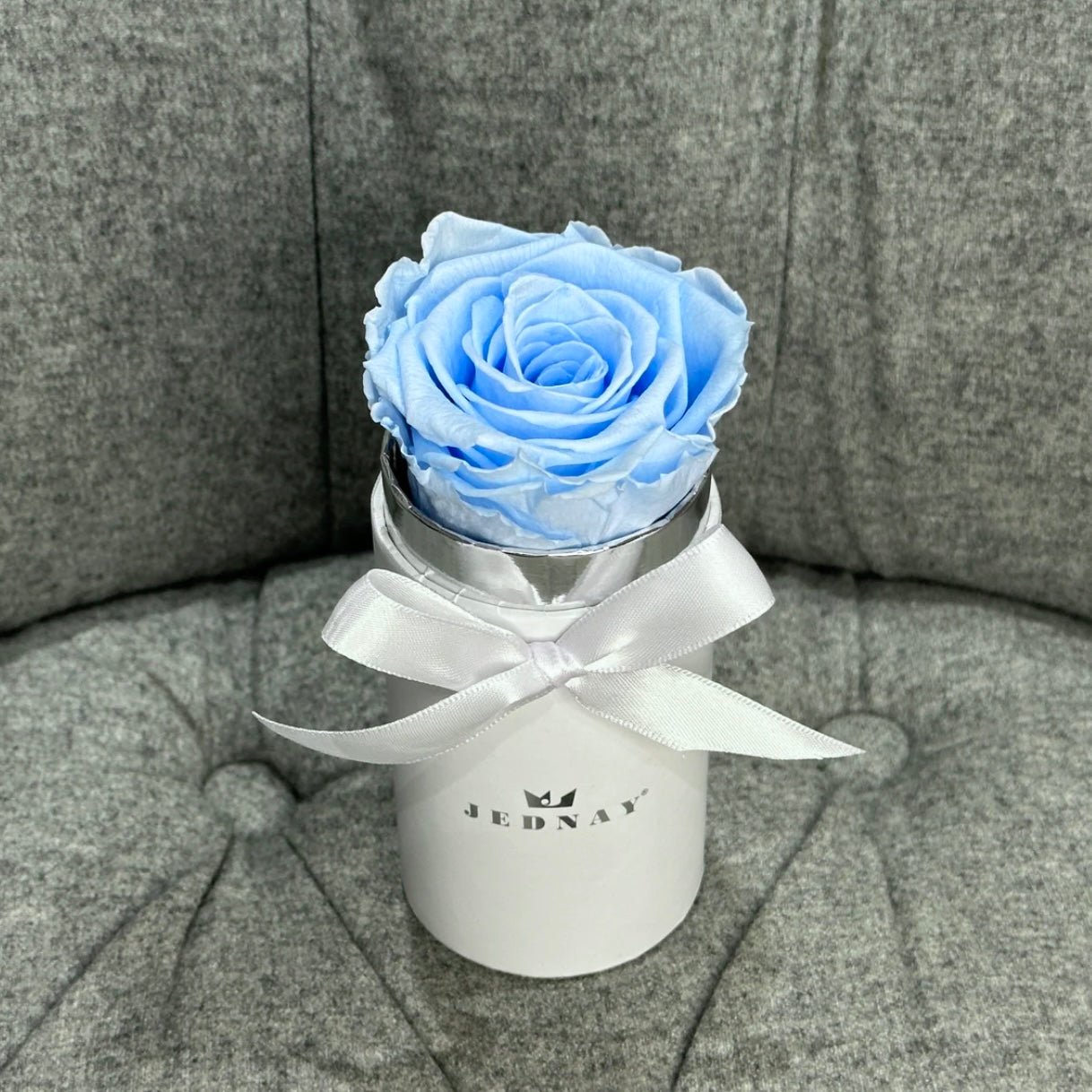 Single Classic White Forever Rose Box - Sky blue Eternal Rose - Jednay Roses