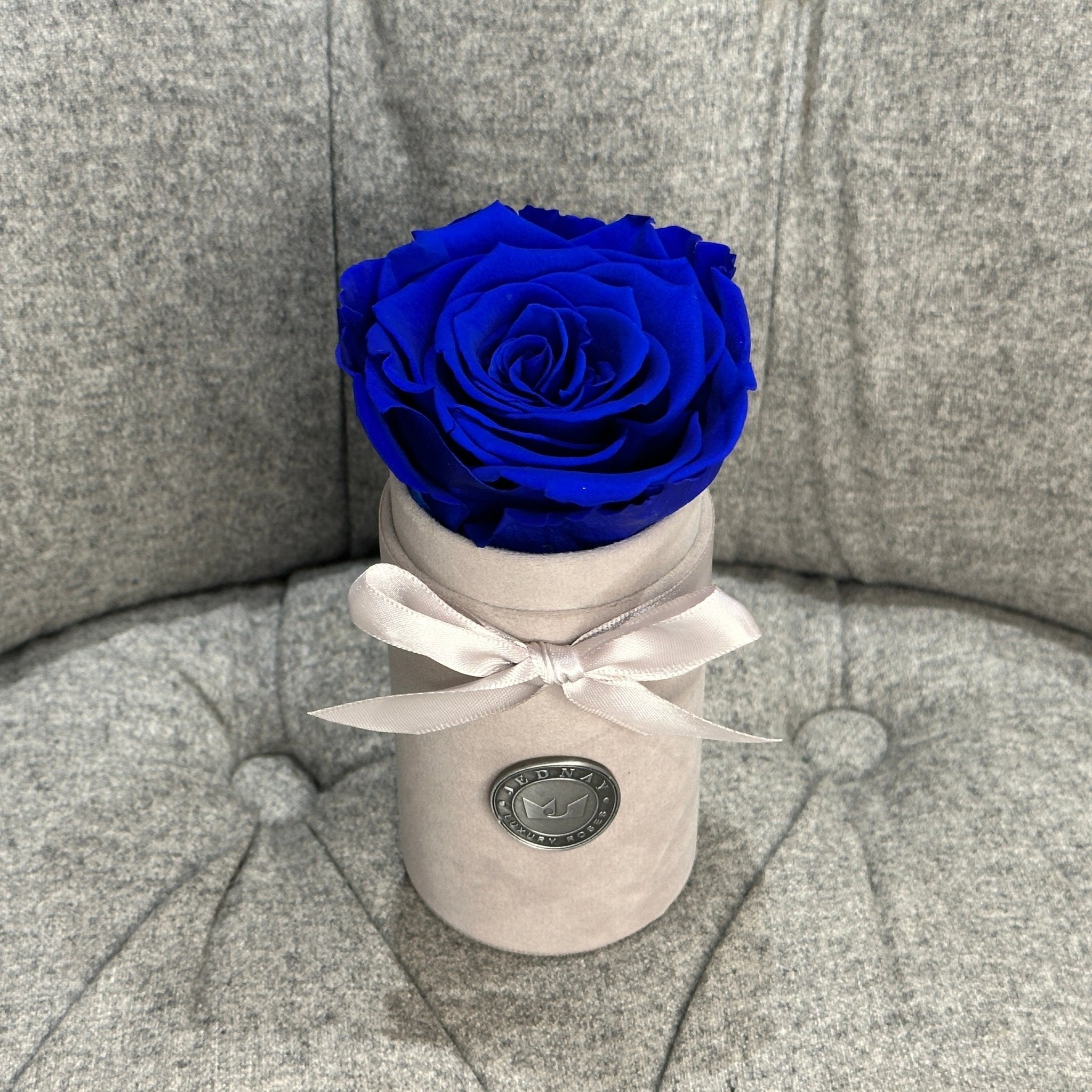Single Grey Suede Forever Rose Box - Deep Blue Sea Eternal Rose - Jednay Roses