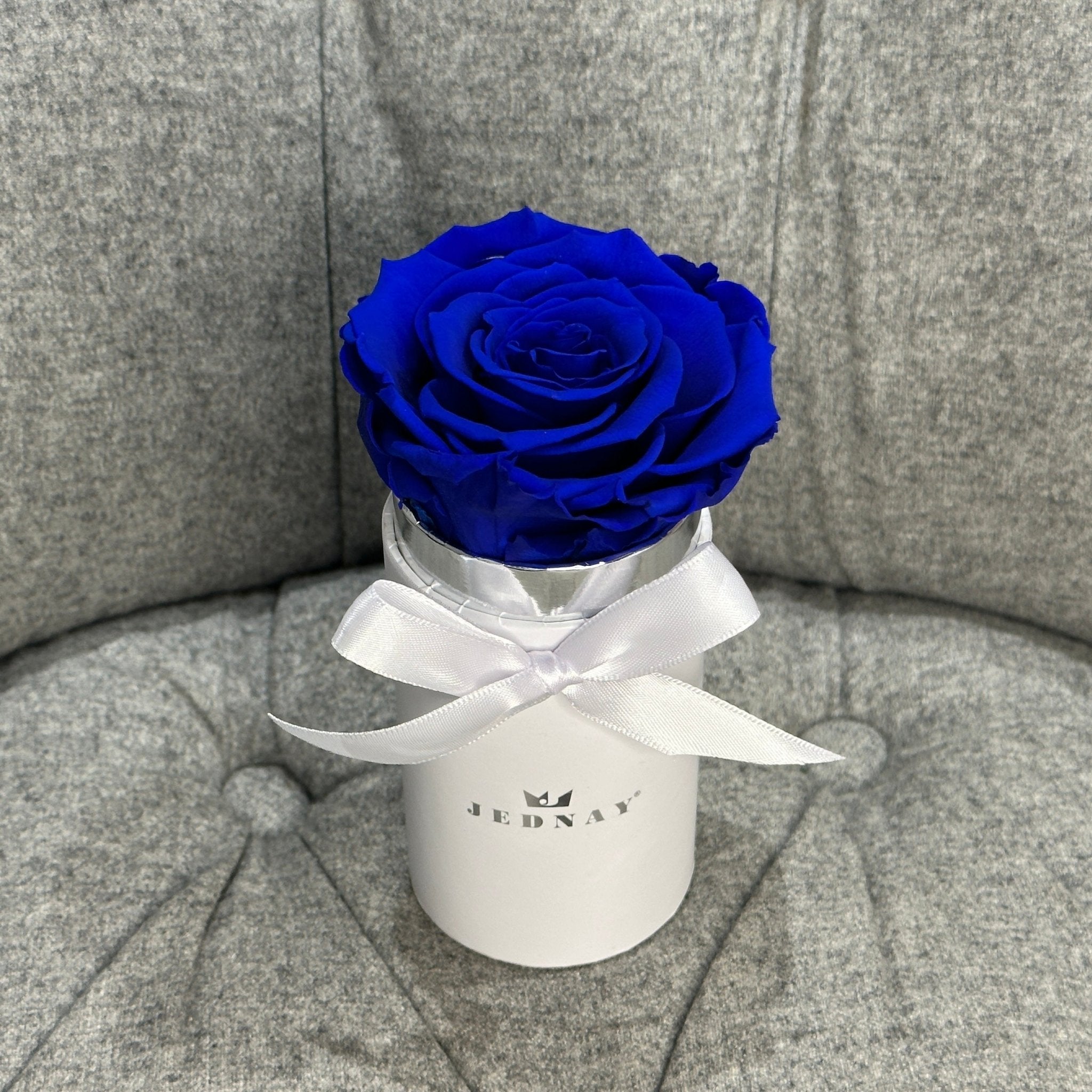 The Uno - Deep Blue Sea Eternal Rose - Classic White Box - Jednay Roses