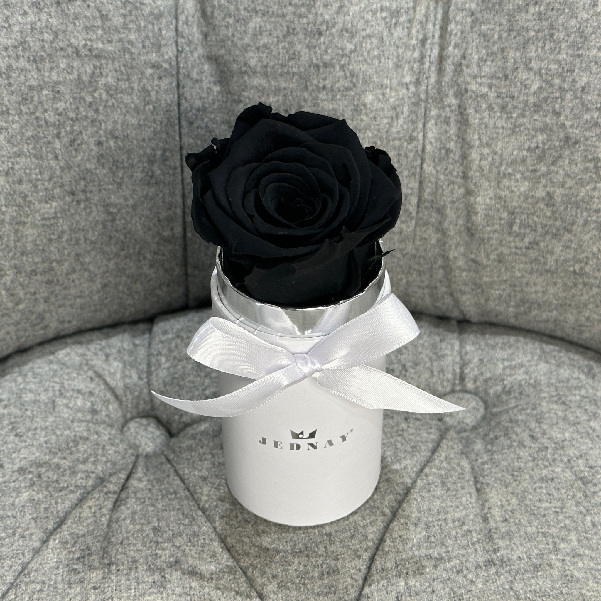 The Uno - Midnight Black Eternal Rose - Classic White Box - Jednay Roses