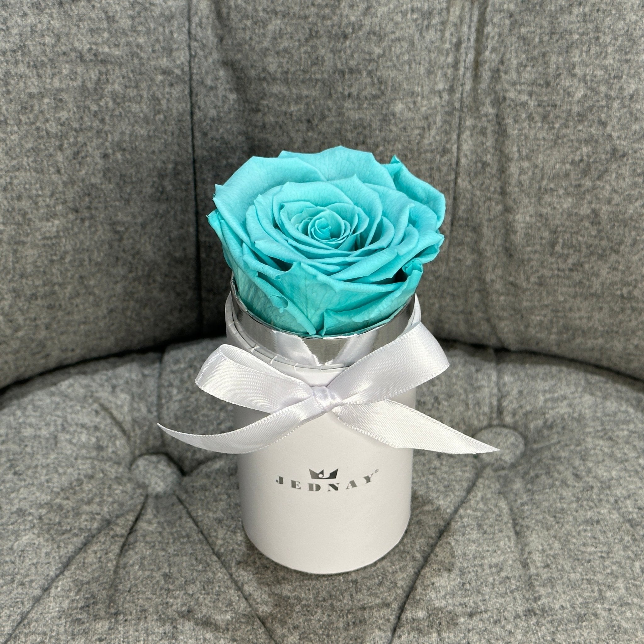 The Uno - Tiffany Blue Eternal Rose - Classic White Box - Jednay Roses